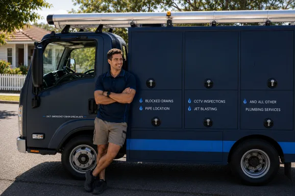 Service van and plumber at a Killara callout