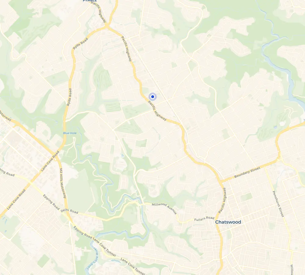 Map of the Killara service area and the surrounding Upper North Shore, showing Killara and the nearby streets we cover.