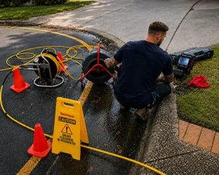 Plumber inspecting a blocked drain in Killara