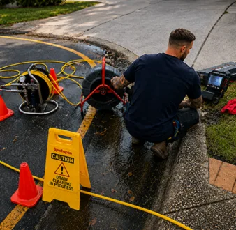 Burst drain pipe being repaired in Killara
